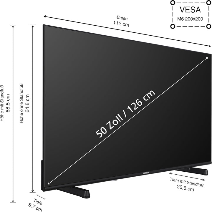 TELEFUNKEN 50 Zoll Fernseher Fire TV (4K UHD Smart TV, HDR Dolby Vision, Dolby Atmos, Triple-Tuner) XU50FO754S