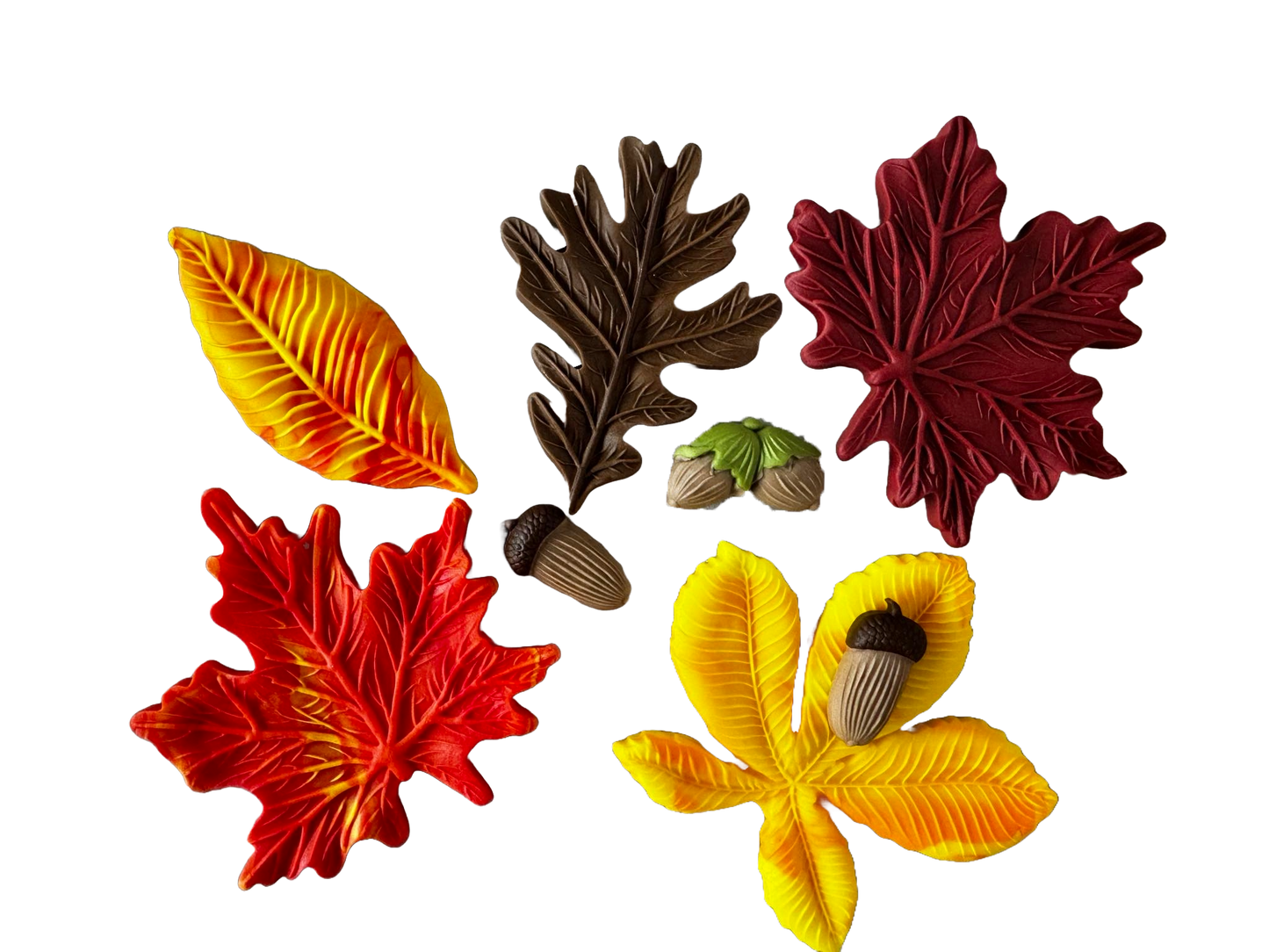 Set of 8 edible sugar paste decorations, Autumn