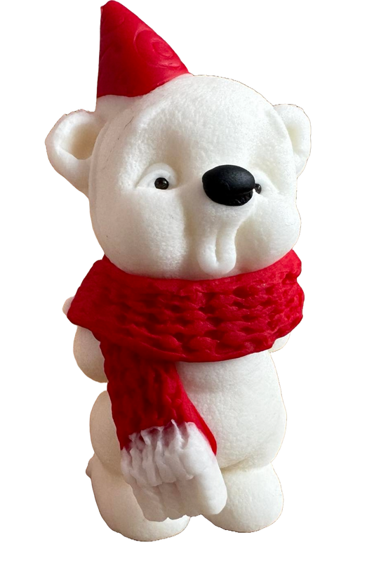 Edible sugar paste decoration, Teddy bear with helmet and red scarf