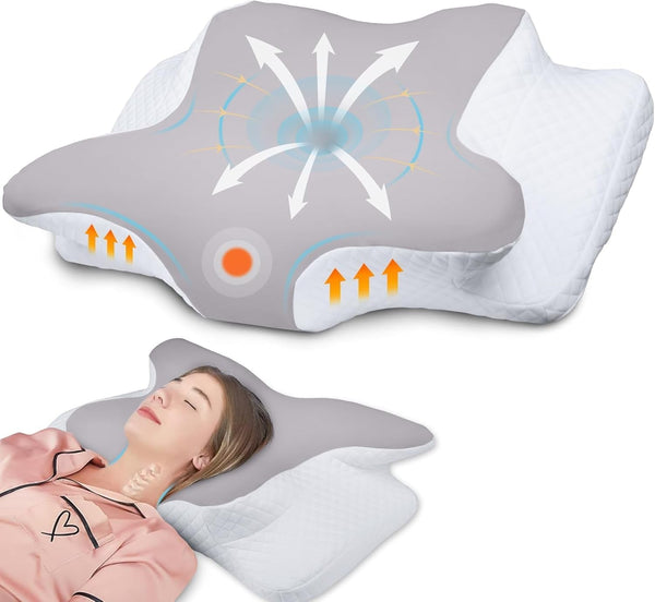 Hothands Pernă din spumă de memorie Pernă ortopedică ergonomică, pernă pentru ameliorarea durerilor laterale, dorsale și abdominale și îmbunătățirea calității somnului, 62X41X13/11Cm