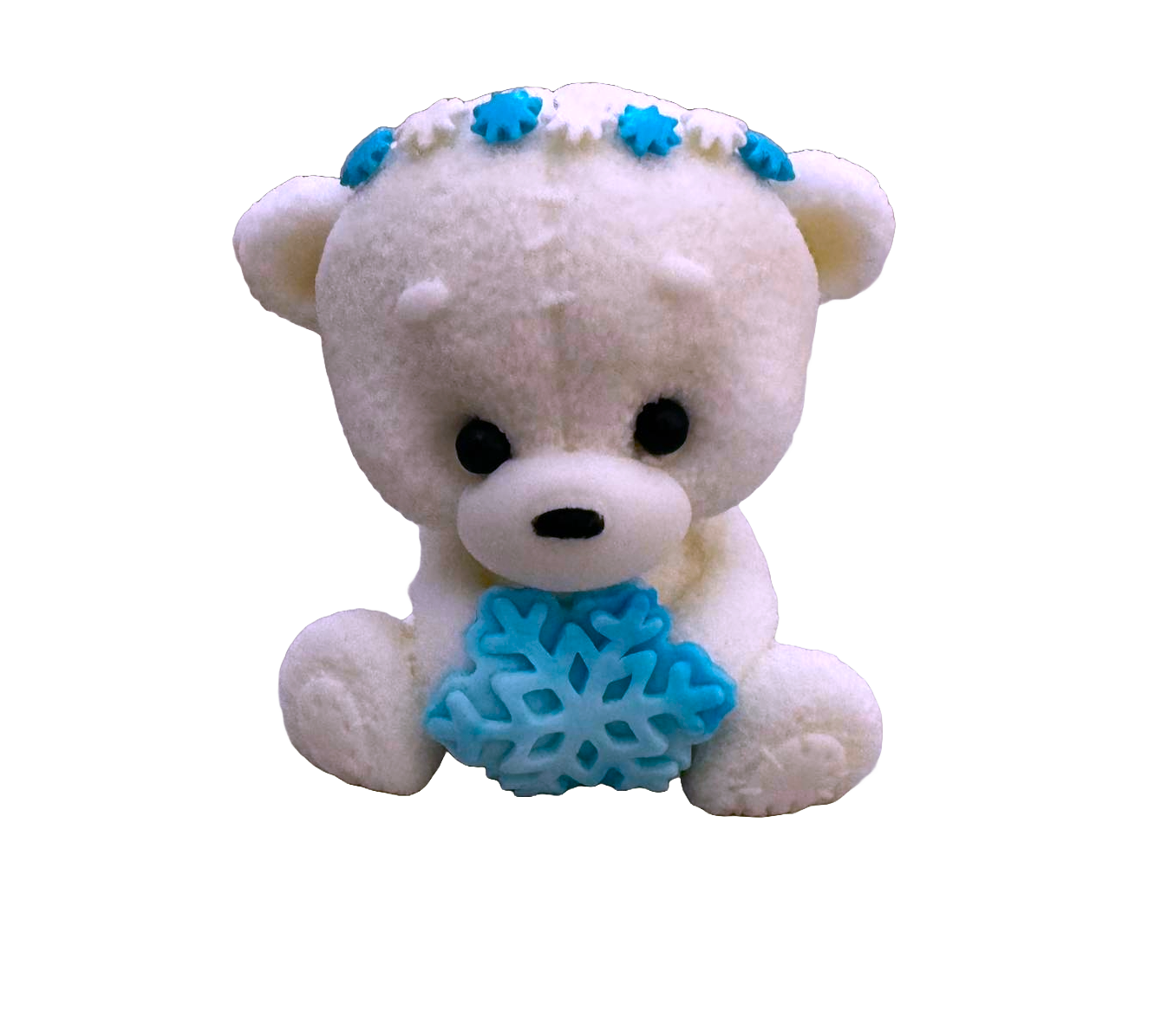 Edible sugar paste decoration, Teddy bear with blue snowflake