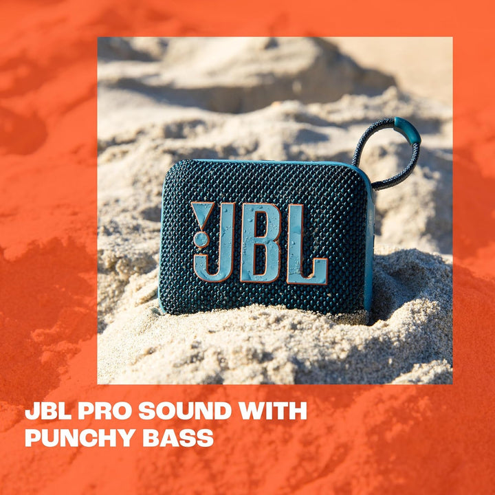 JBL Go 4 - Albastru - Boxă portabilă Bluetooth cu sunet JBL Pro, bas profund și funcție Playtime Boost - rezistentă la apă și praf - 7 ore de funcționare
