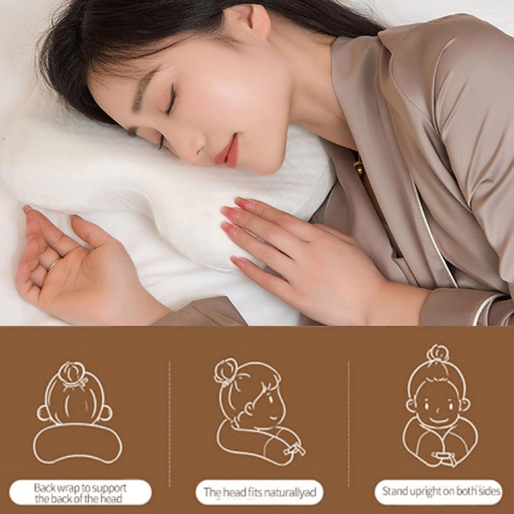 MINGZE Multifuncțional Memory Foam Pillow Neck Pillow Foam, Bow U-Shaped Neck Pillow, Slow Rebound Sleeping Pillow Rebound Pressure Pillow, Pillow Ice Silk for Hand And Neck Protection