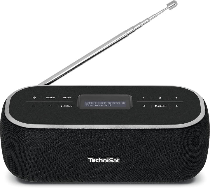Technisat DIGITRADIO BT 1 - Difuzor Bluetooth portabil cu radio digital DAB+ (FM, ceas, alarmă cu temporizator, memorie favorite, funcție mâini libere, aux-in, butoane de selecție directă, baterie reîncărcabilă, 6 wați) Negru