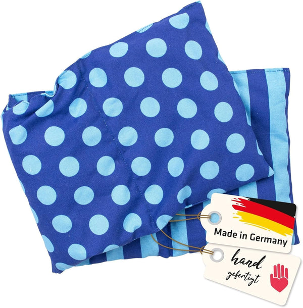 Pernă din piatră de cireș Potrivit pentru cuptor cu microunde și cuptor - Albastru cu dungi și puncte I Handmade I Made in Germany I Aprox. 20 X 60Cm I Oeko-Tex bumbac I Pernă gât spate