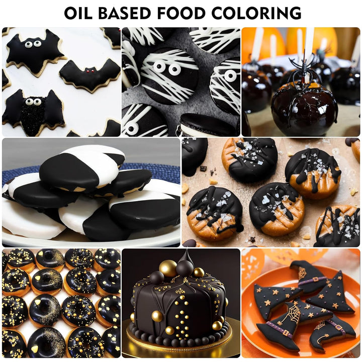 Fettlösliche Lebensmittelfarbe Für Schokolade - 60Ml Ölbasis Lebensmittelfarben Für Fondant, Torten Dekoration, Backen - Flüssige Food Coloring Für Kakaobutter, Buttercream, Kuchen (Schwarz)