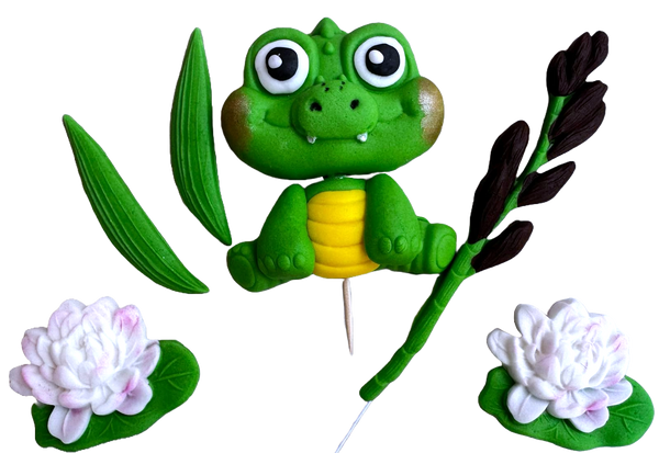Set 6 decoratiuni din pasta de zahar, Crocodil