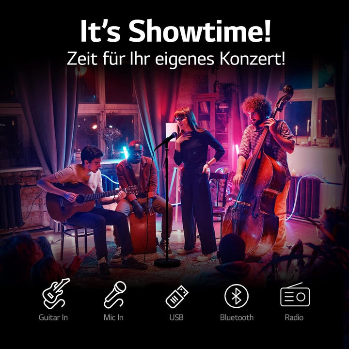 LG XBOOM RNC7, sistem audio cu 3 căi și 5 difuzoare (Dolby Audio, funcții karaoke și DJ, iluminare), negru [an model 2023]