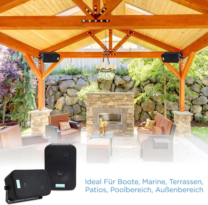 Pyle Dual Bluetooth Lautsprecher, Bluetooth Box, Musikbox, Party Boxen Bluetooth, Soundbox, Speaker, Wetterfeste 16,5Cm Musikboxen, Universal Wand-/Deckenmontage, Für Pool, Außen-/Innenbereich