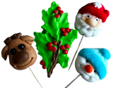 Set of 4 edible sugar paste decorations, Christmas toppers, reindeer, snowman, tree and Santa Claus