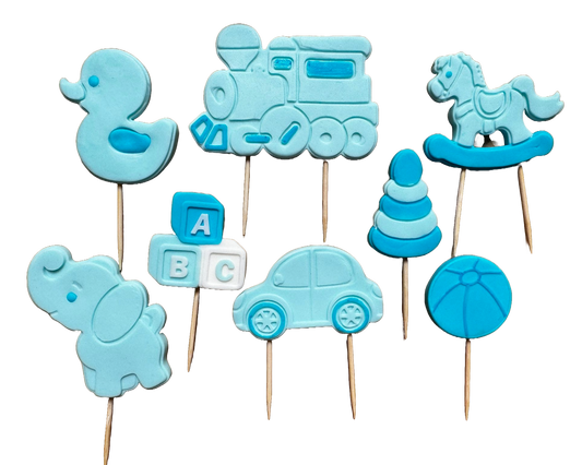 Set of 8 edible sugar decorations, Toys