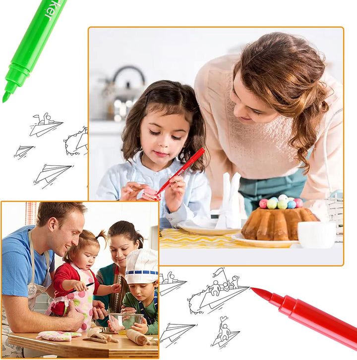 Tesyeux 12PCS Lebensmittelfarbe Stifte Backen,10Farben Dual Tip Coloring Essbarer Markerstift,Food Pen,Diy Ostereier Geburtstag Zum Dekorieren,Für Kuchendeko