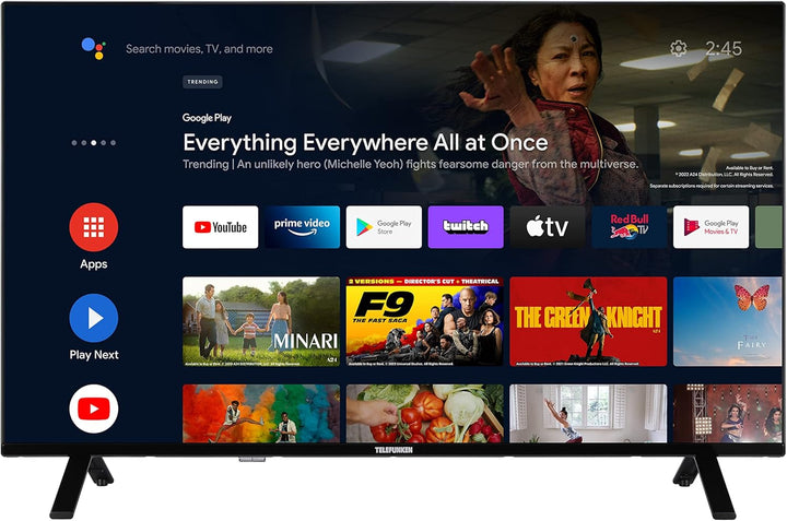 Telefunken Android TV 40 Zoll Fernseher (Full HD Smart TV, HDR, Triple-Tuner, Bluetooth) XF40AN750M, Schwarz