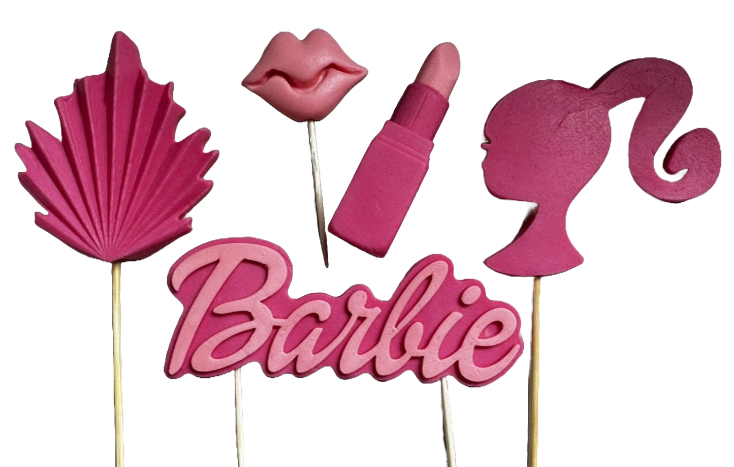 Set 5 decoratiuni comestibile din zahar, Barbie - Naty Shop 