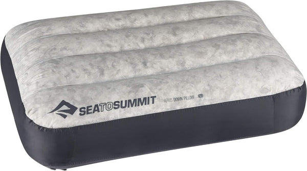 Sea to Summit - Aeros Down Travel Pillow L - Ultralight & Inflabilă - Material 10D - Pernă din puf Premium - Antiderapantă - Pentru drumeții și camping - 42 X 28 X 12 Cm - Gri - 95 G