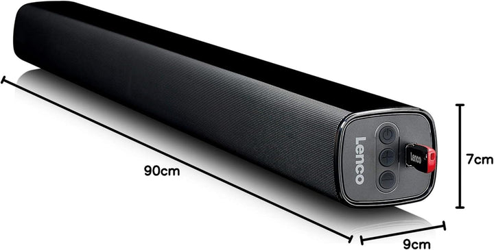 Lenco SB-080 Bluetooth Soundbar - Bluetooth 5.0 - Mit HDMI ARC - AUX-IN - Rca-Eingang - 2 X 20 + 40 Watt RMS - Integrierter Subwoofer - Mit Wandhalterung - Schwarz SB-080 Soundbar