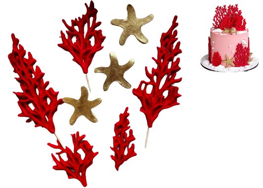 Set of 8 edible sugar decorations, Marine Splendor