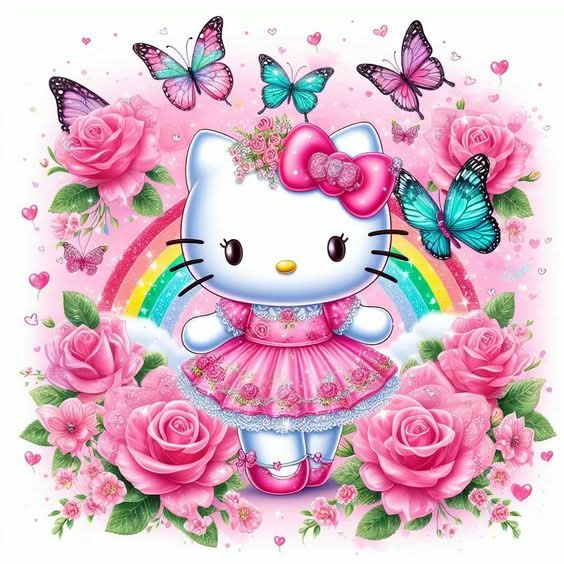 Imagine comestibila, vafa sau icing, format A4, Hello Kitty - Naty Shop 