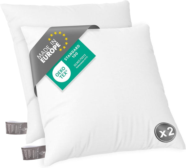FAM Home Pernă 80X80 Set de 2 Microfibre moi - Pernă 80X80 Suferă de alergii Cu suport optim pentru gât și cap - Pernă interioară Respirabilă Reglarea umidității Antibacteriană