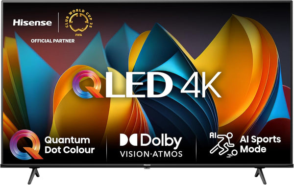 Hisense 50E7NQ 126 Cm (50 Zoll) Fernseher, 4K UHD, QLED, HDR10, HDR10+ Decoding, HLG, Dolby Vision Atmos, 60Hz Panel, Smooth Motion, Bluetooth, Alexa Built-In, VIDAA Voice, Schwarz [2024]