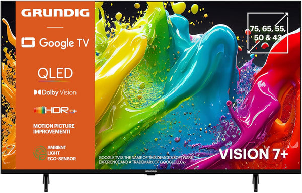 Grundig 50 VOE 84 Q Fernseher 50 Zoll (126 Cm) QLED TV, VPI 1800, Google TV, 4K UHD, Dolby Vision, HDR10+, Motion Picture Improvement, Chromecast Built-In, Bluetooth, Smart TV, Schwarz