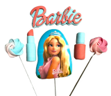 Set 6 decoratiuni comestibile din pasta de zahar, Barbie