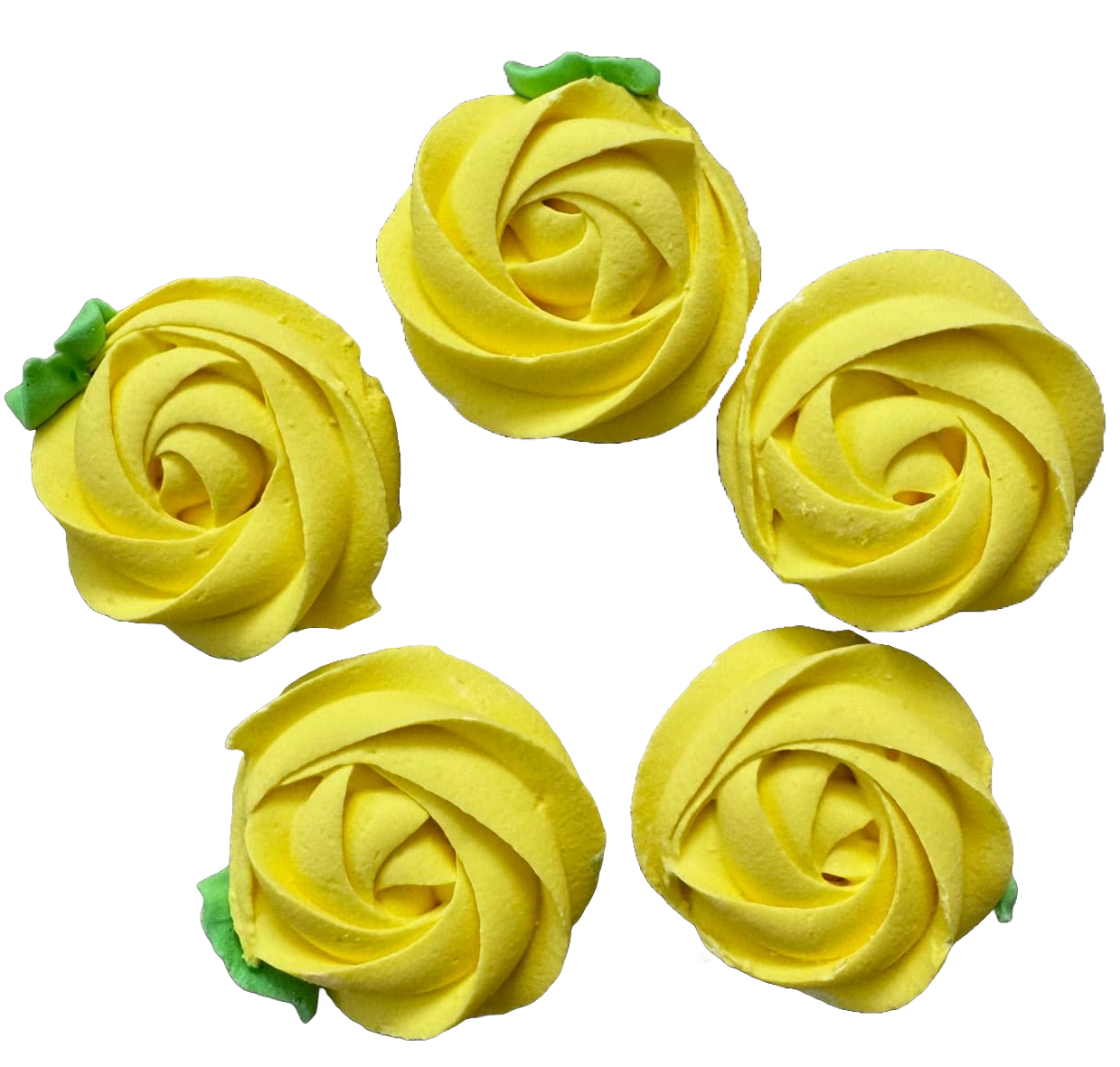 Set of 5 edible meringue decorations, Yellow flowers