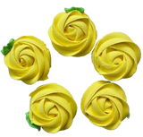 Set of 5 edible meringue decorations, Yellow flowers