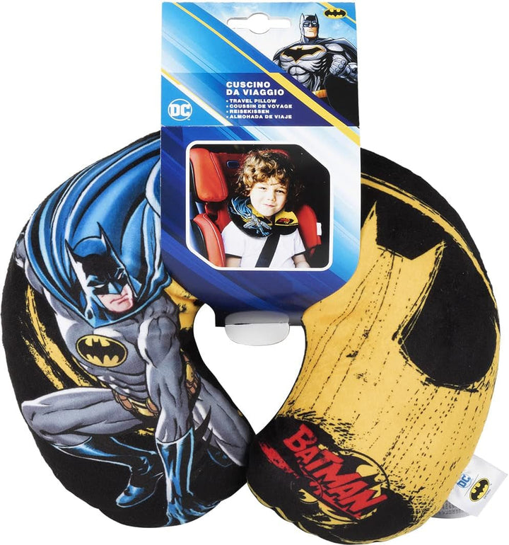 DC Comics Soft Batman Car Travel Neck Cushion Child Safety Comfort Superhero Bat Man, Cuscino Da Viaggio Auto, Light Blue, One Size