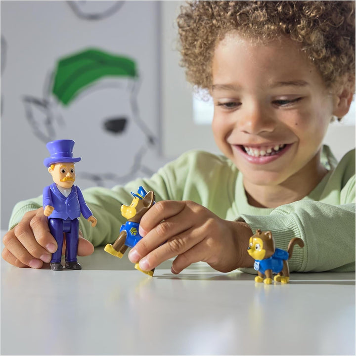 PAW PATROL Hero Pups - Set de figurine de acțiune cu 1 figurină de câine Chase, 1 figurină de pisică chaos și 1 figurină de primar know-it-all, jucărie potrivită pentru copii cu vârsta de peste 3 ani