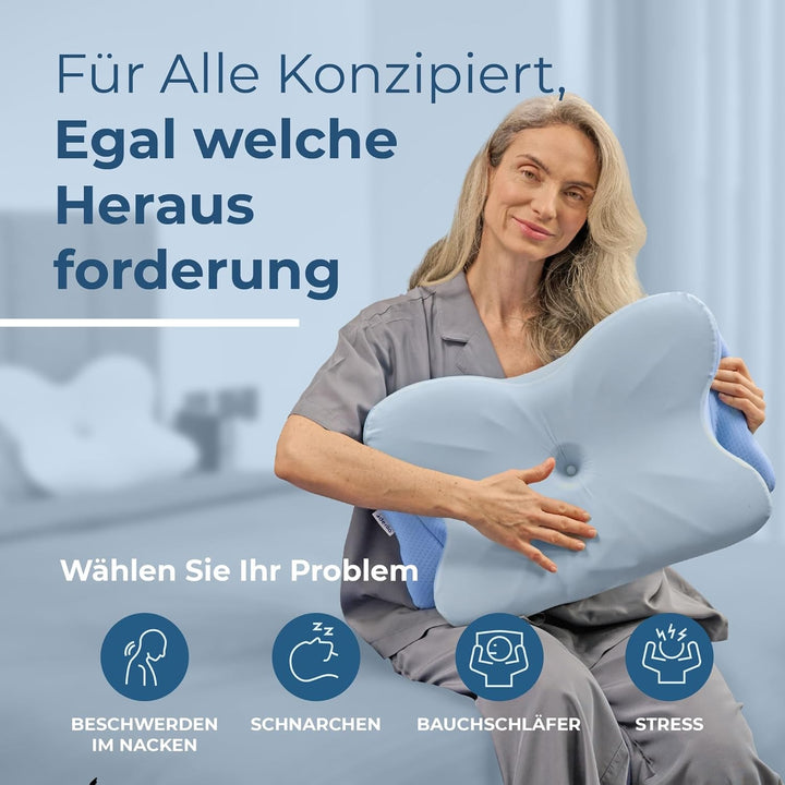 Derila Ergo pernă suport pentru gât, pernă din spumă cu memorie. Pernă pentru susținerea gâtului, pernă ergonomică pentru cap. Pernă pernă pentru părți, spate și stomac (1 pachet)