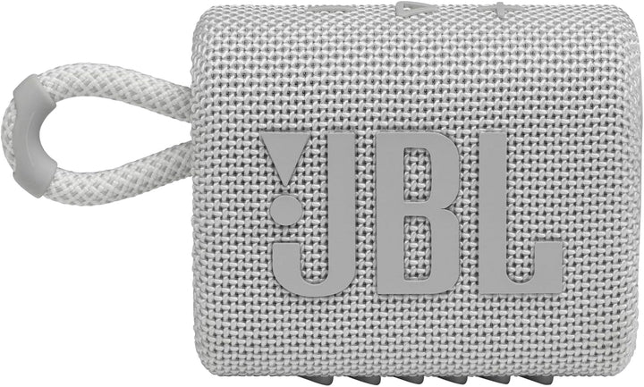 Difuzor Bluetooth mic JBL GO 3 - Alb - Difuzor portabil, rezistent la apă, pentru deplasări - Timp de redare de până la 5 ore cu o singură încărcare a bateriei