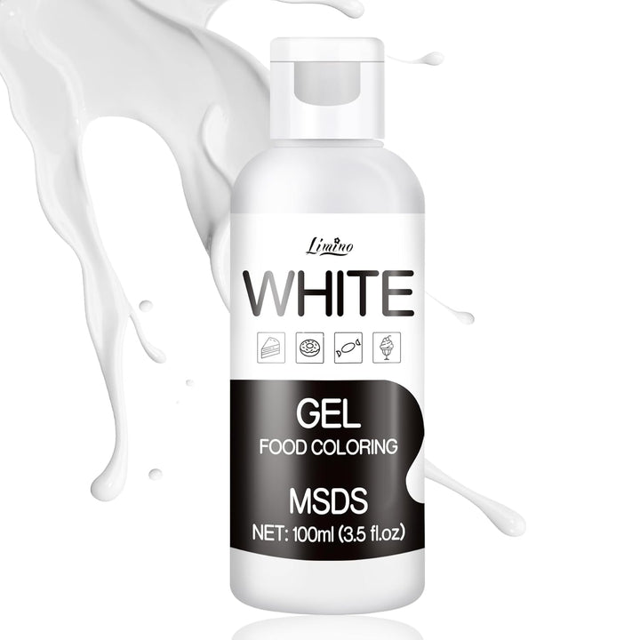 Lebensmittelfarbe Gel - 100Ml Gel Lebensmittel Farben Für Kuchen, Backen, Kekse, Macaron - Zuckerfrei Konzentrierte Farbe Food Coloring Für Tortendeko, Getränken, Osterei, DIY Slime (Weiß)