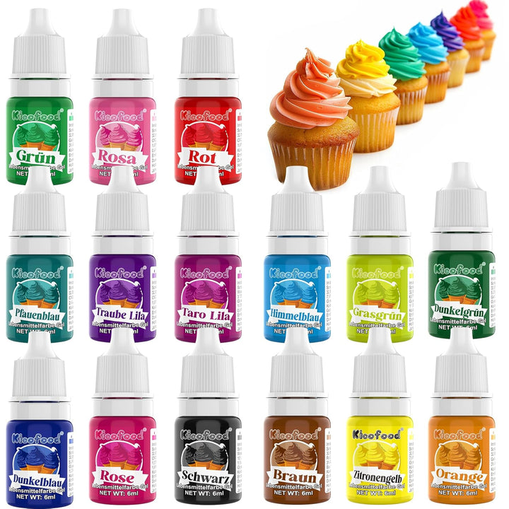 Lebensmittelfarbe - 10 Farben Lebensmittelfarbe Flüssig, Hochkonzentrierte Lebensmittelfarben, Flüssige Food Coloring Für Kuchen Backen, Kekse, Macaron, Fondantieren, DIY Slime - 6Ml