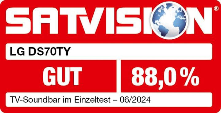 LG DS70TY 3.1.1 Dolby Atmos Soundbar (400W) Mit Kabellosem Subwoofer (Earc, HDMI, Optisch, Bluetooth) [2024], Schwarz