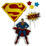 Set of 6 edible sugar paste decorations, Superman