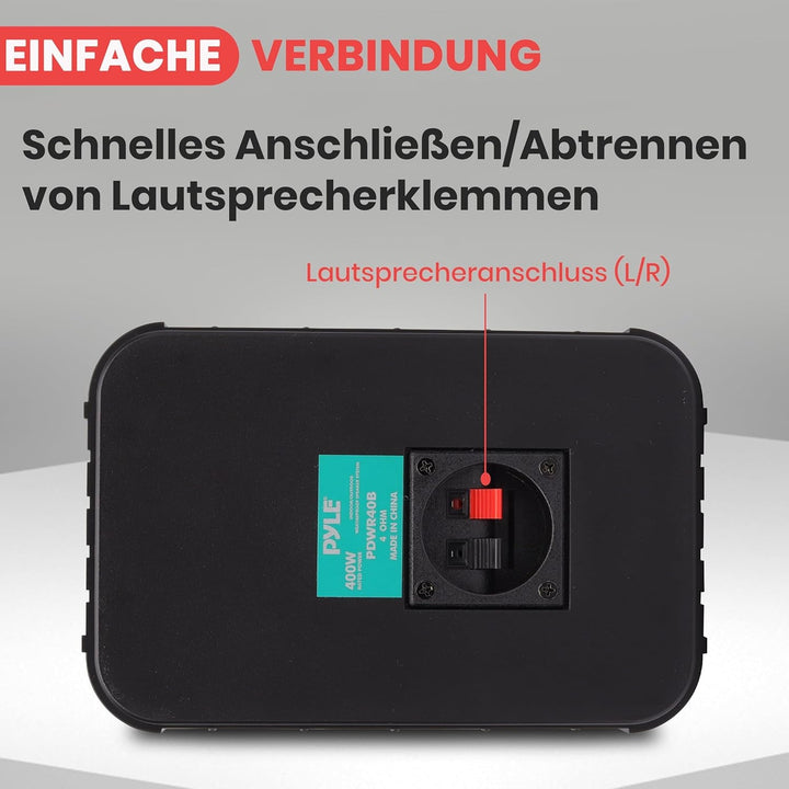 Pyle Outdoor Lautsprecher, Wandlautsprecher – Outdoor Speaker – Wasserdichte Box Outdoor & Indoor 400 Watt, Einfache Installation Als Outdoor Box & Musikbox Innen, Robuste 2Er Set Lautsprecher Boxen