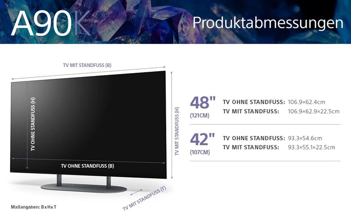 Sony BRAVIA XR, XR-48A90K, 48 Zoll Fernseher, OLED, 4K HDR 120Hz, Google , Smart TV, Works with Alexa, Mit Exklusiven Ps5-Features, HDMI 2.1, Gaming-Menü Mit ALLM + VRR, 24 + 12M Garantie