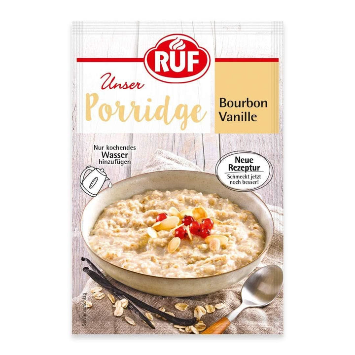 RUF Porridge Raspberry White Choc, Porridge instant cu bucăți de zmeură și ciocolată albă rasă, 65 de grame