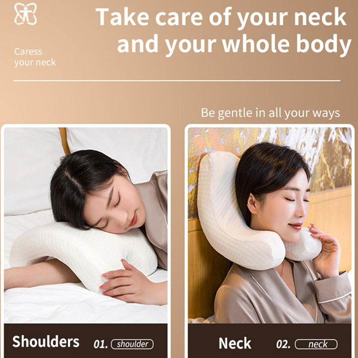 MINGZE Multifuncțional Memory Foam Pillow Neck Pillow Foam, Bow U-Shaped Neck Pillow, Slow Rebound Sleeping Pillow Rebound Pressure Pillow, Pillow Ice Silk for Hand And Neck Protection