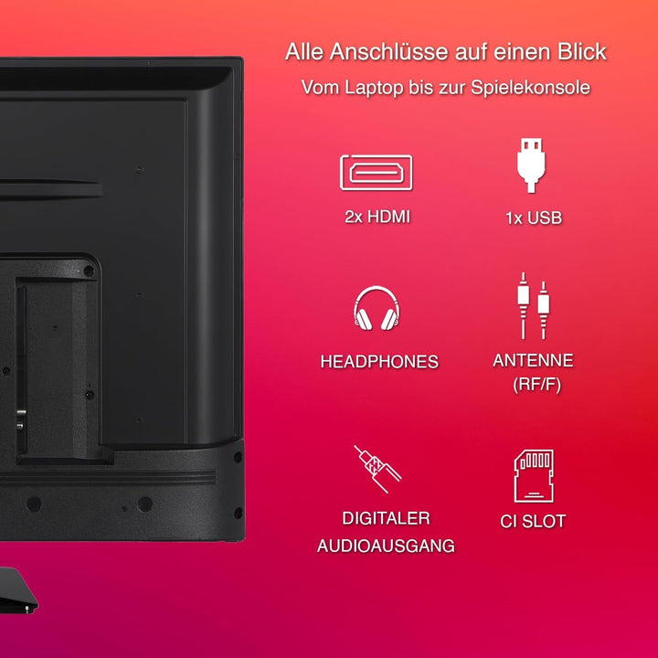 Telefunken XH32N750M Fernseher 32 Zoll Hd-Ready LED TV Mit 80 Cm Bildschirmdiagonale Und Integriertem Triple-Tuner, Schwarz