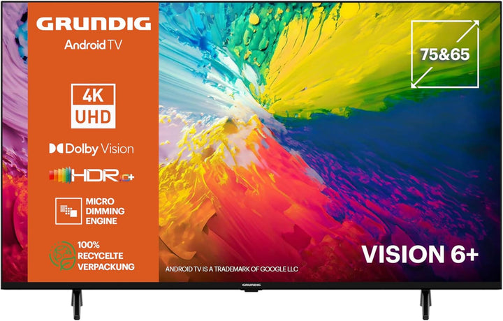 Grundig 50 VOE 84 Q Fernseher 50 Zoll (126 Cm) QLED TV, VPI 1800, Google TV, 4K UHD, Dolby Vision, HDR10+, Motion Picture Improvement, Chromecast Built-In, Bluetooth, Smart TV, Schwarz