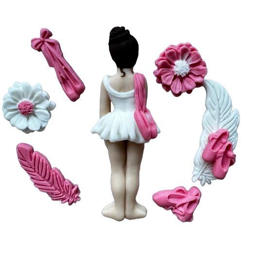 Set of 8 edible sugar decorations, Ballerina