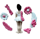 Set of 8 edible sugar decorations, Ballerina