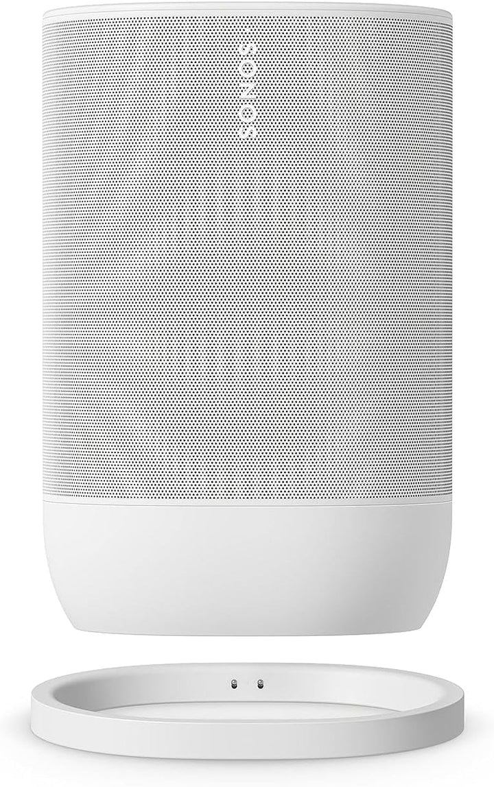 Sonos Move 2 | Difuzor WLAN portabil cu WLAN, Bluetooth, compatibil cu Amazon Alexa, autonomie de cel puțin 24 de ore și stație de încărcare wireless - Alb