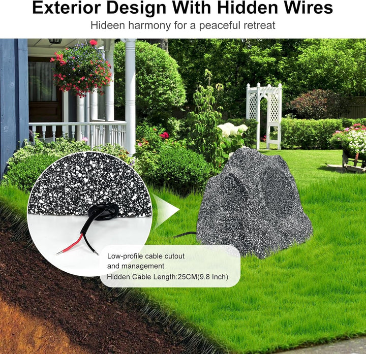 Herdio 6.5" Outdoor Rock Lautsprecher Hardwired 400 Watt, IPX6 Wasserdichtes Design Für Pool, Garten, Deck Und Outdoor Aktivitäten (Paar)