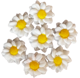 Set of 7 edible sugar paste decorations, White flowers