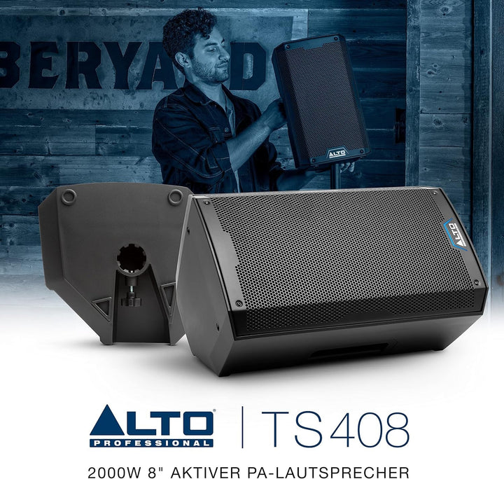 Alto Professional TS408 - 2000W 8 inch Active Pa Speaker cu 3 canale Mixer, Bluetooth Streaming, Wireless Speaker Pairing, DSP și Alto App