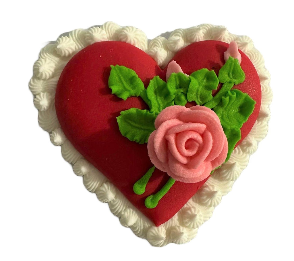 Decoratiune comestibila din zahar, Inima cu trandafir - Nati Shop