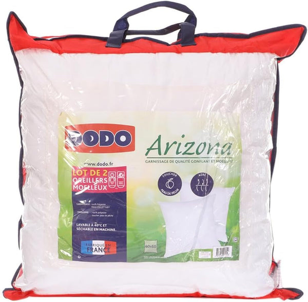 DODO 2 piese, Ultra moale, 60 X 60 Cm, Confort moale, 2 perne Arizona, Circulație de aer și gonflabile, Lavabil la mașină la 40°C